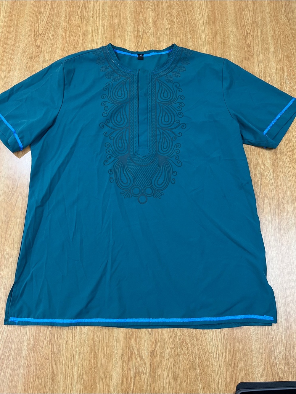 Men's Teal Embroidered Short Sleeve Shirt